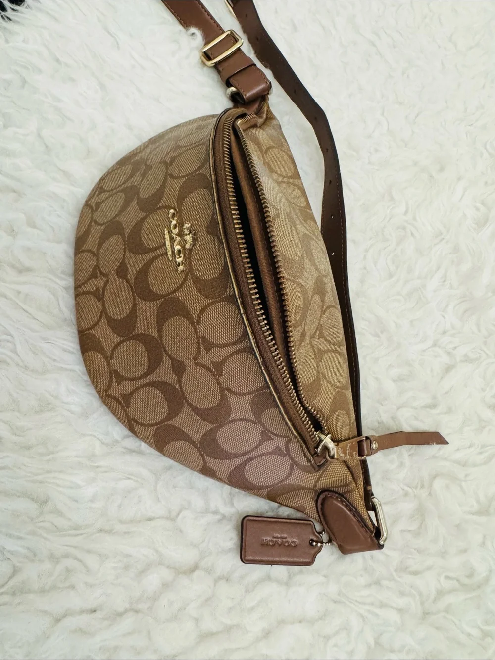 Coach Brown Signature Monogram Crossbody Belt Bag